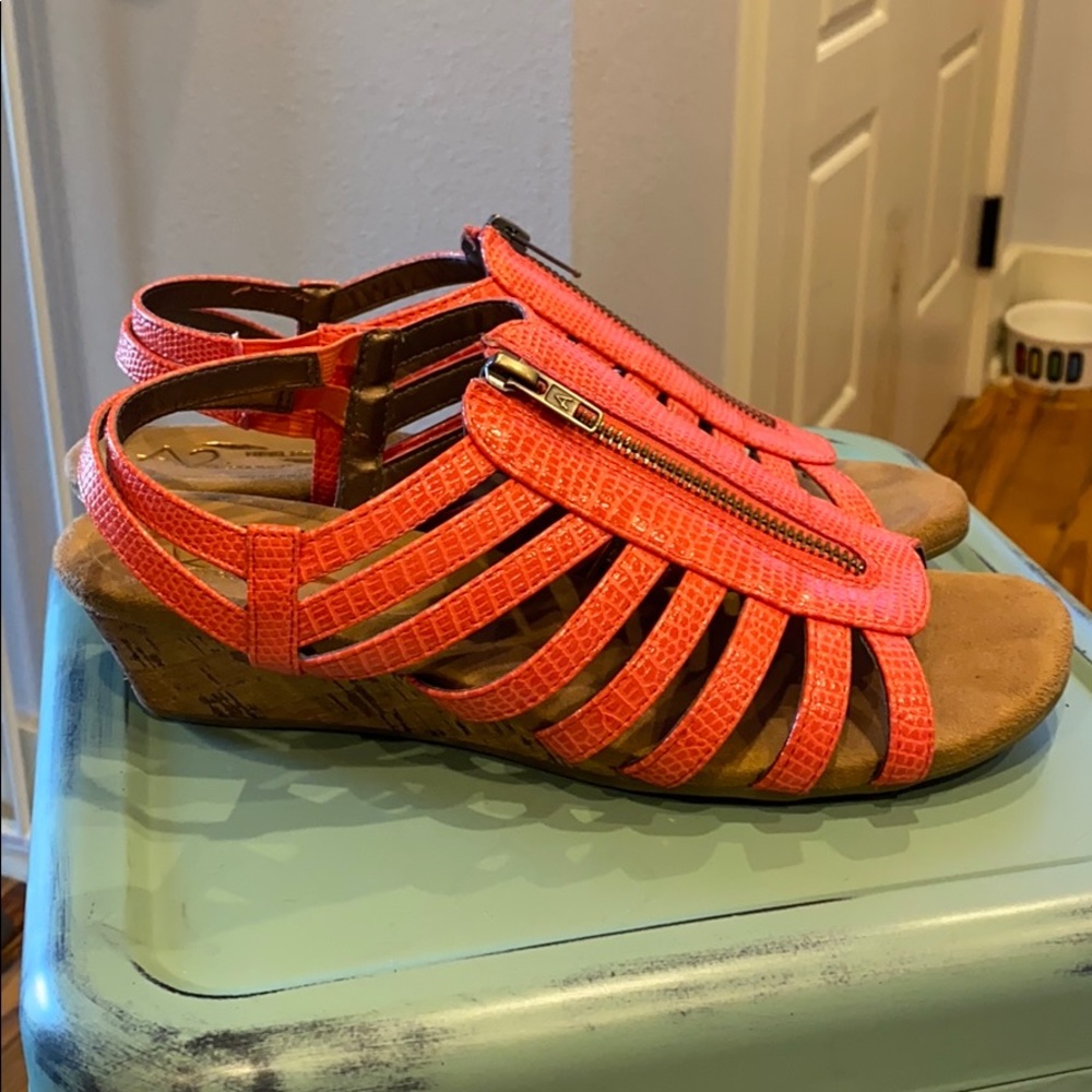 Aerosoles A2 Yetaway Coral Wedge Sandals